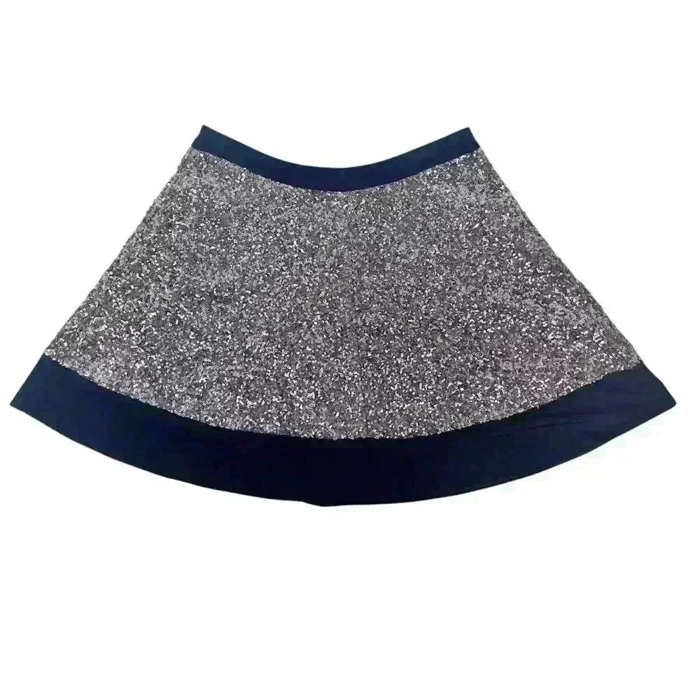 Topshop Silver Sequin Flare Mini Skater Skirt, US 6 Party, New Year’s Glitter - Picture 6 of 16